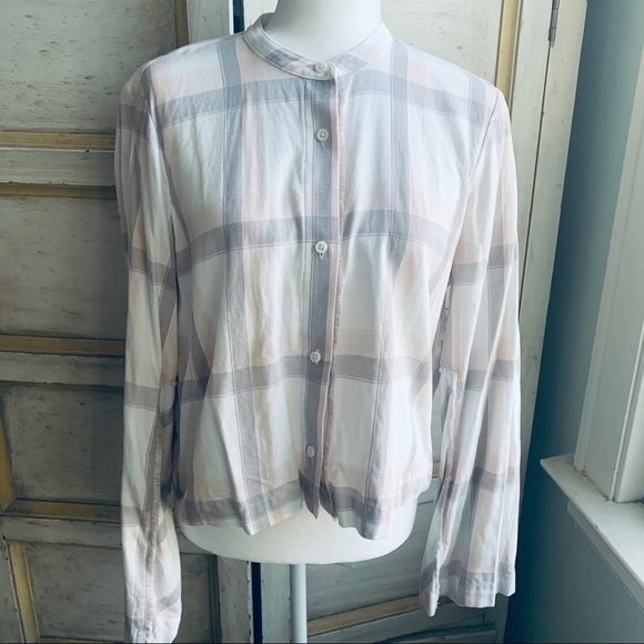 10 CROSBY DEREK LAM Cropped Pink Plaid Shirt - Picture 5 of 11